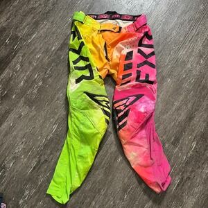 FXR Podium MX Pant Size 32 Pink Green Orange Tie Dye Motocross Dirt Bike